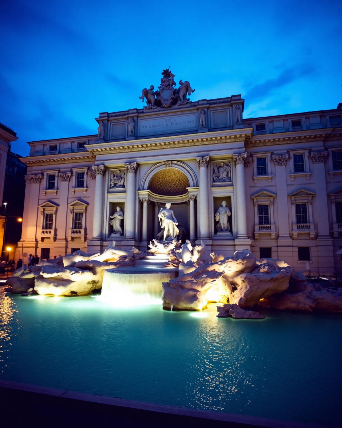 Trevi Fountain in Rome at dusk